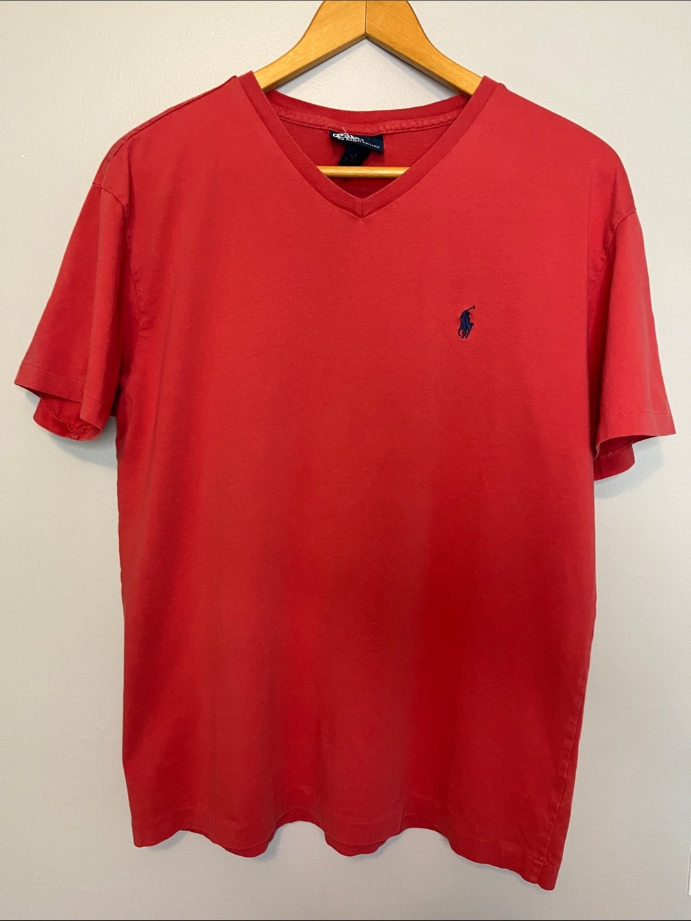 Vintage Polo by Ralph Lauren Pink V-Neck Tee with Navy Pony